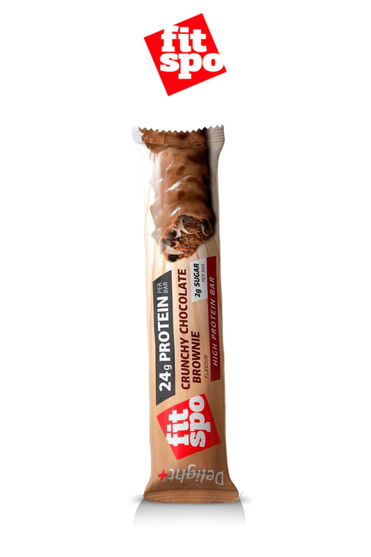 FitSpo Crunchy DELIGHT+ Barrita Proteica 64g LOW SUGAR / CON PEPTIDOS DE COLAGENO / 20G PROTEINA