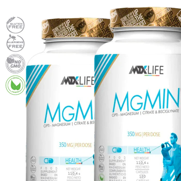 MGMIN LIFE™ [350mg de Mg /dose (3 capsulas)] | [120 caps / suministro para 40 días] - Iron Shark